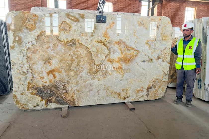 Yellow onyx slab - Tiffany - Polished