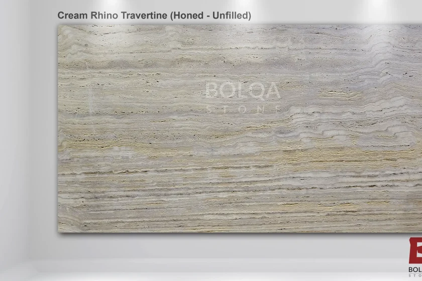 Cream travertine Rhino - Honed unfilled Slab image