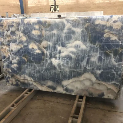 Dyed blue onyx - (Transparent onyx) - slab - polished