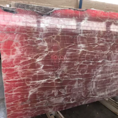 Dyed red onyx - (Transparent onyx) - slab - polished