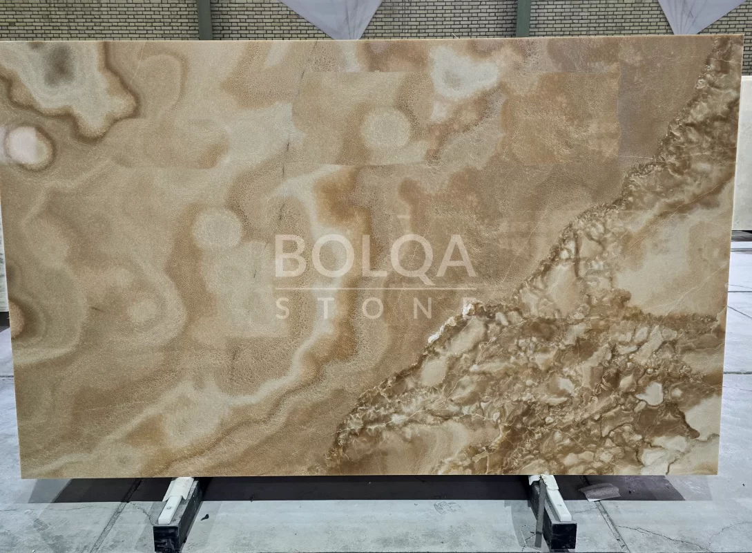 Iran brown onyx slab by BOLQA Stone Group