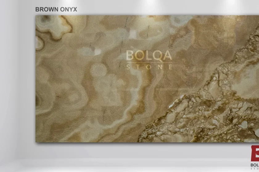 Iran brown onyx slab by BOLQA Stone Group