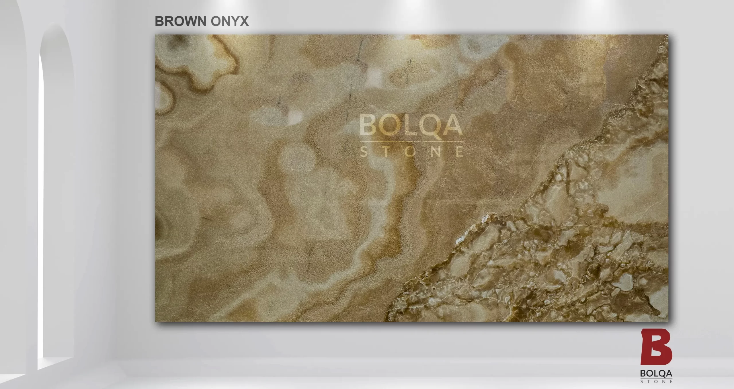 Iran brown onyx slab by BOLQA Stone Group