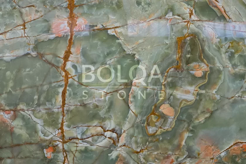 Iran green onyx slab | BOLQA Stone Group